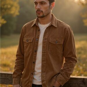 Men's Brown Corduroy button up